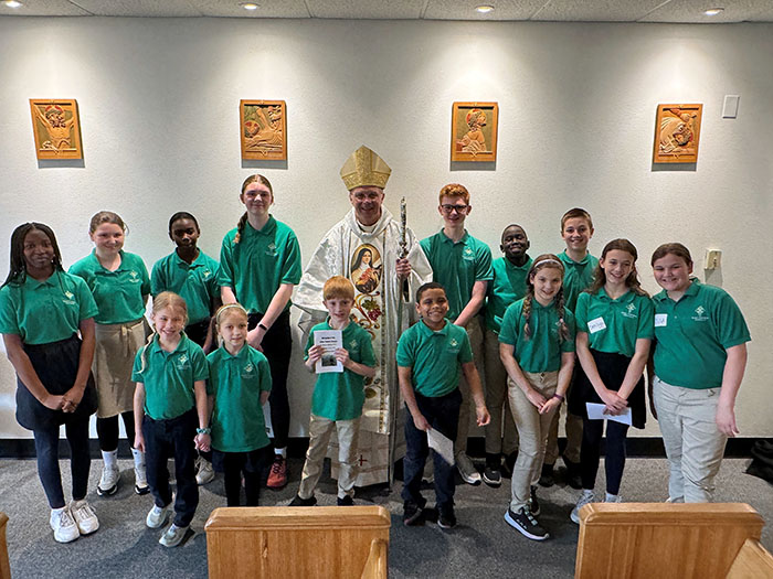 Bishop with students