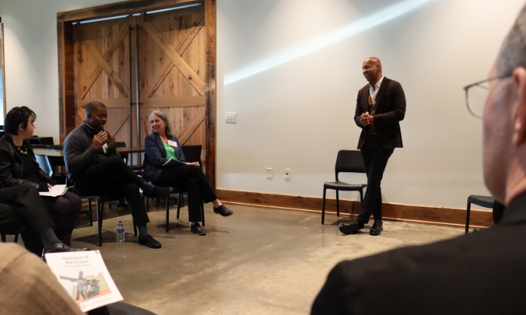 Bryan Stevenson, author of Just Mercy, talking to the Bishops during their trip Bryan Stevenson, author of Just Mercy, talking to the Bishops during their trip
