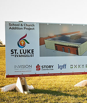 Construction sign at Saint Luke School