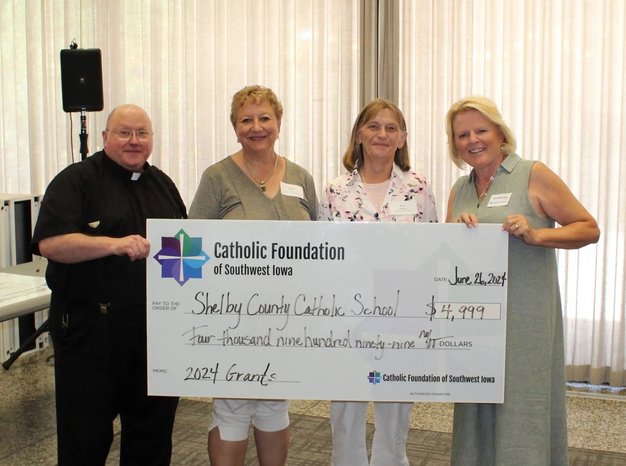 Teachers from Shelby County Catholic accepting grant from CFSWIA Teachers from Shelby County Catholic accepting grant from CFSWIA