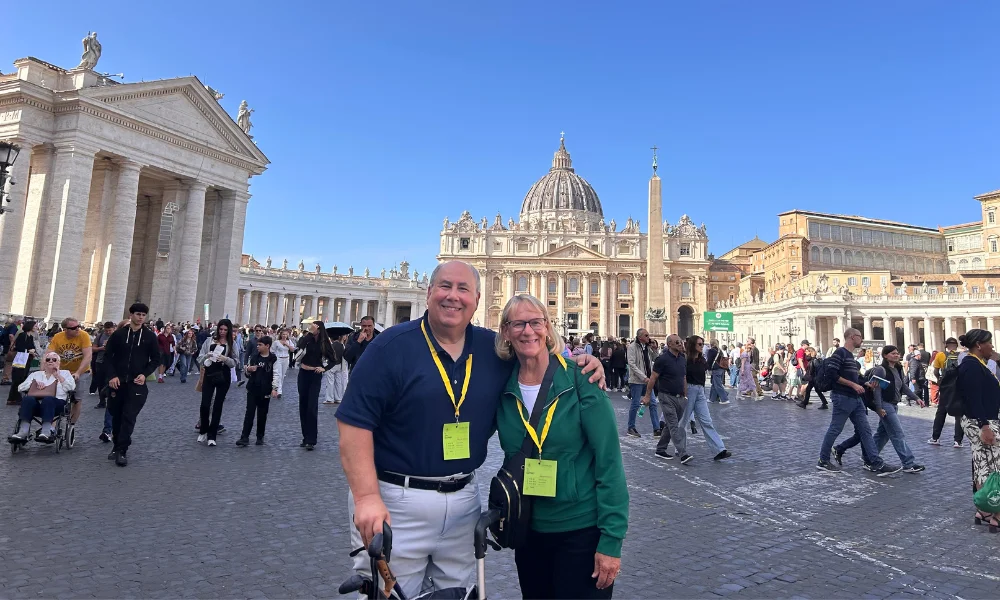 John and Jane Gaffney in St. Peter's Square in the Vatican City John and Jane Gaffney in St. Peter's Square in the Vati
