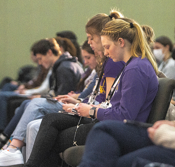 Students pray a multilingual rosary