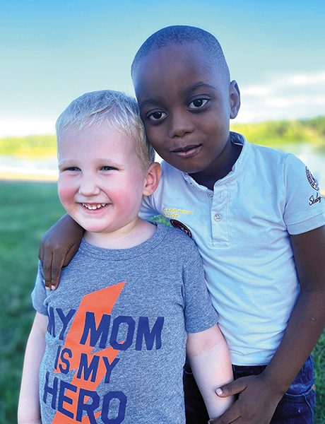 Iowa boy and Congolese boy