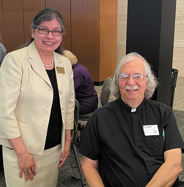 Barbara Decker with Father David Polich