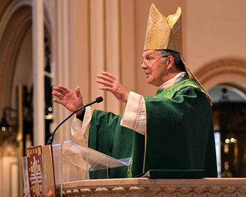 Bishop William Joensen celebrates milestone anniversary marriages. 