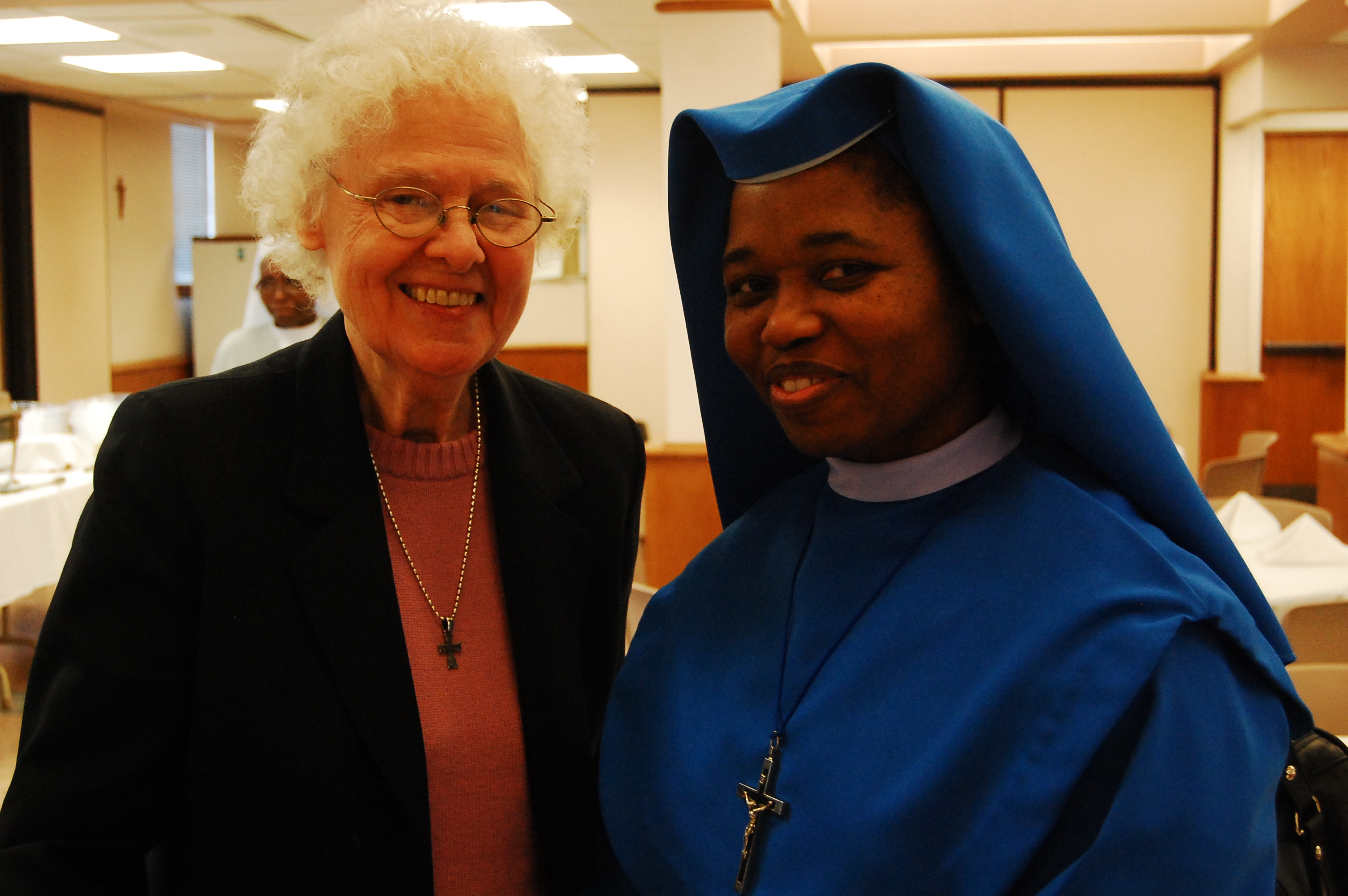 Sr. Pat Scherer stands with a fellow Sister. 