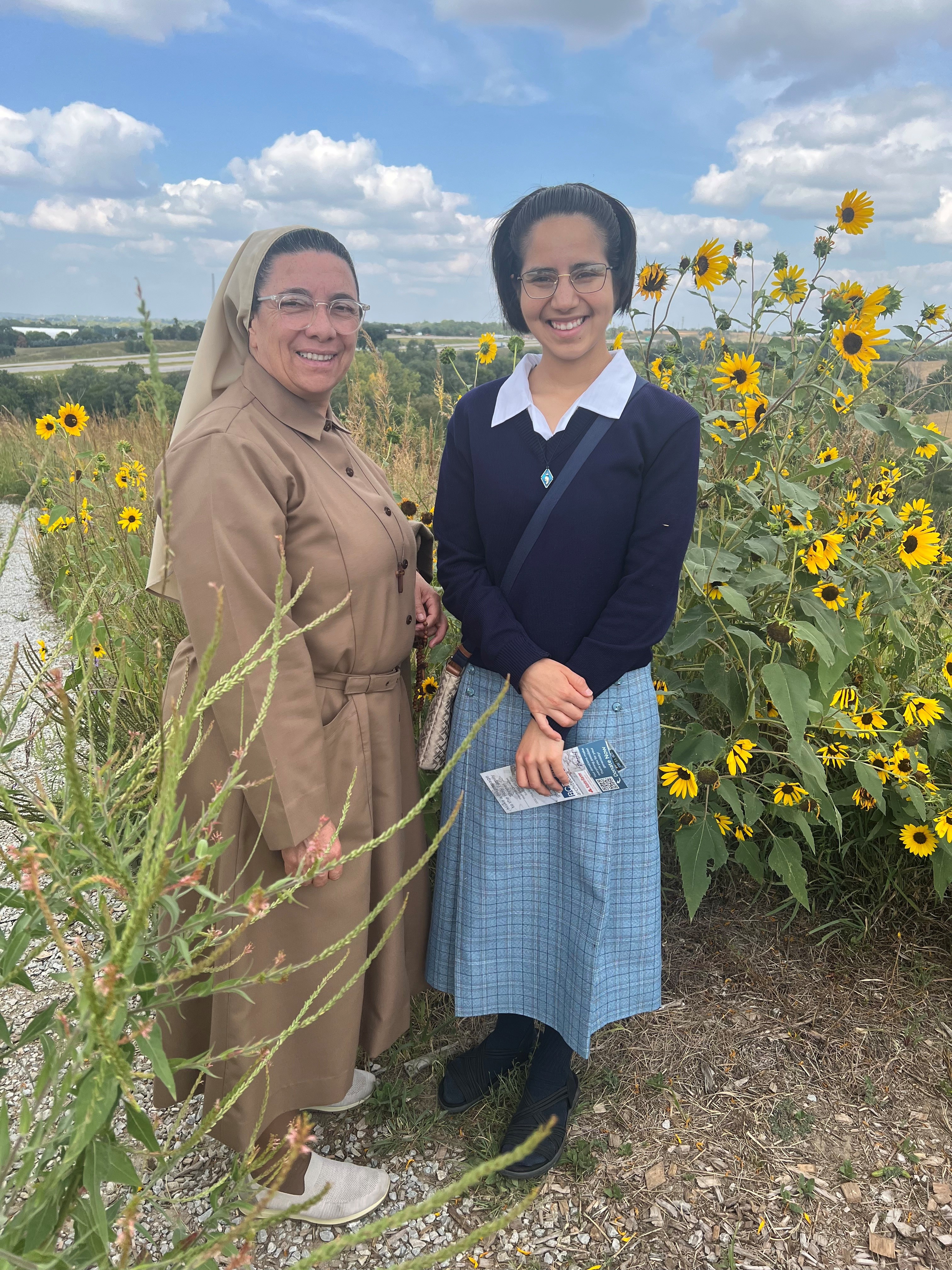 Sister Maria Cielo Patino (left) and Sister Cindy Rodriguez (right) stand in Colombia.  
