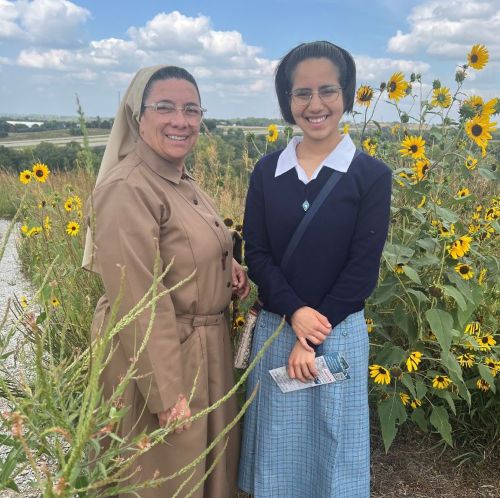 Sister Maria Cielo Patino (left) and Sister Cindy Rodriguez (right) stand in Colombia.  