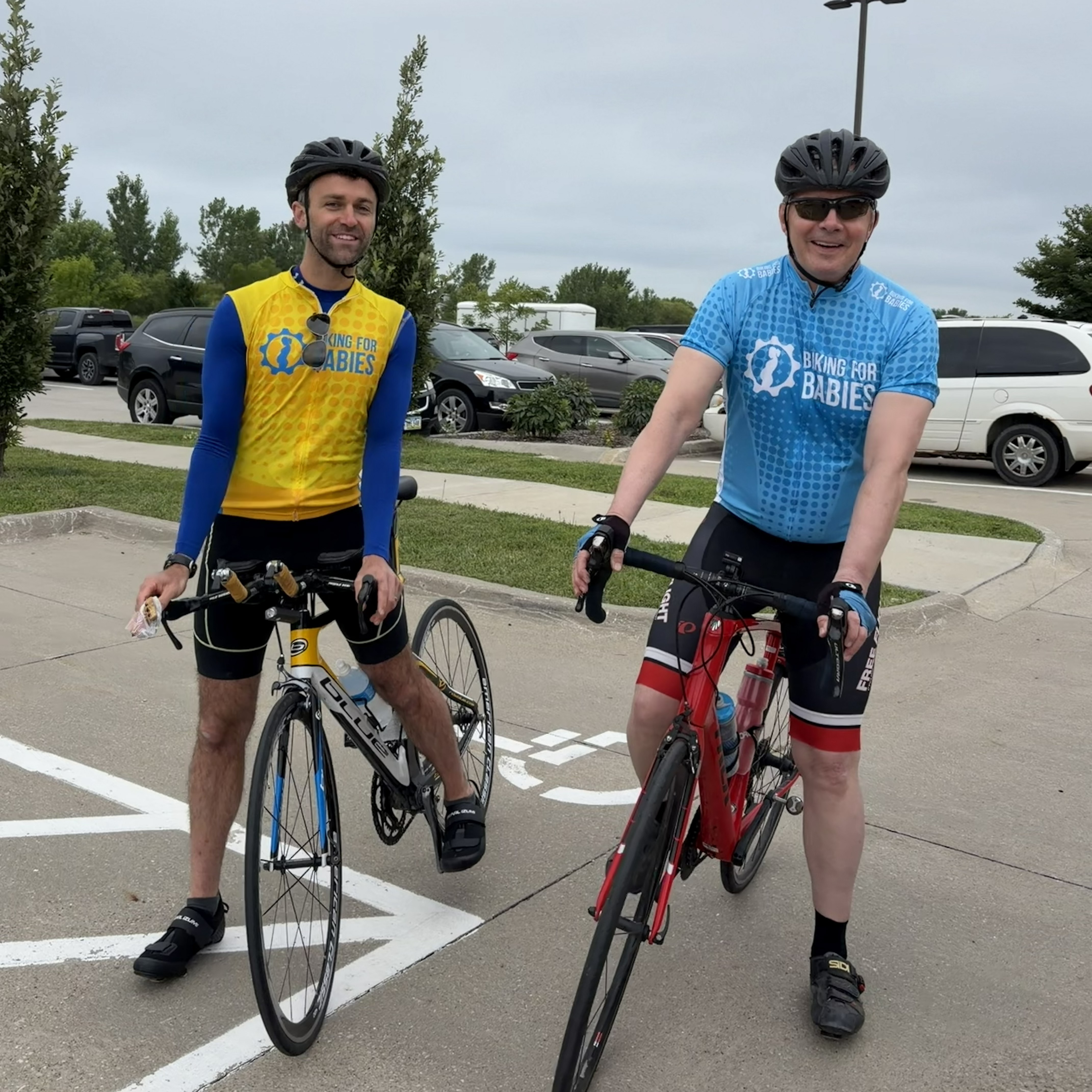 Bishop Joensen and Jimmy Becker on their bikes. 