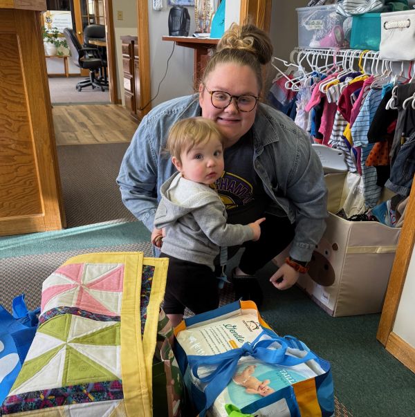 Mother Brooklyn with her son at Mary's Helping Hands.