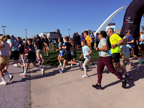 Participants run in the Race to Feed Kids 5K. 