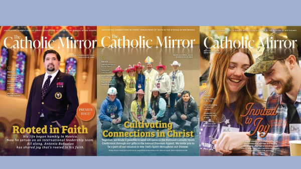 Three covers of The Catholic Mirror magazine