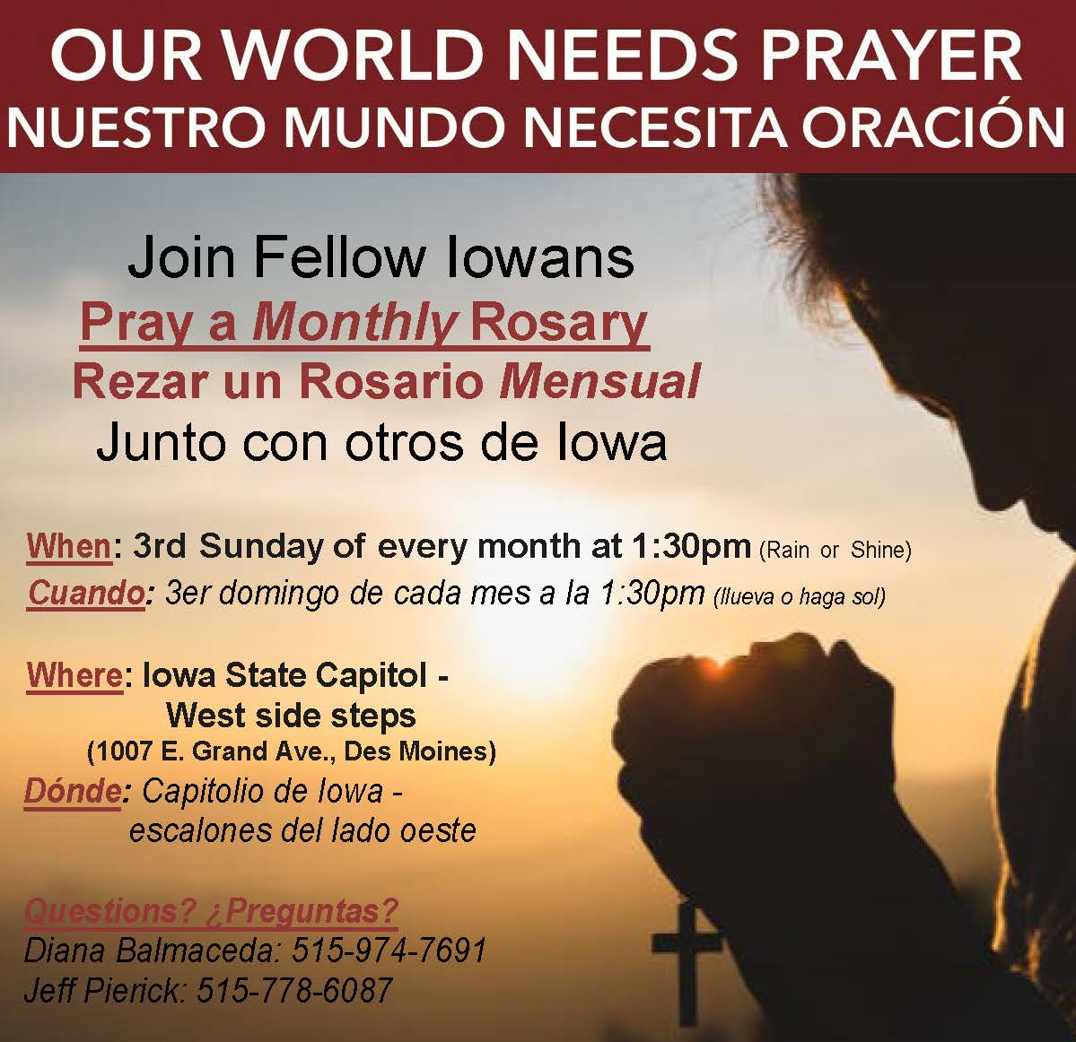 Our world needs prayer, 2024 monthly rosary prayer sche