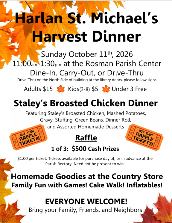Harlan St. Michael's Harvest Dinner, 2026