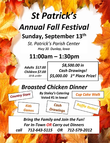 Saint Patrick in Dunlap is hosting an annual fall festi