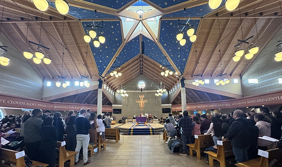 Interior of Saint Francis of Assisi Church in West Des Moines
