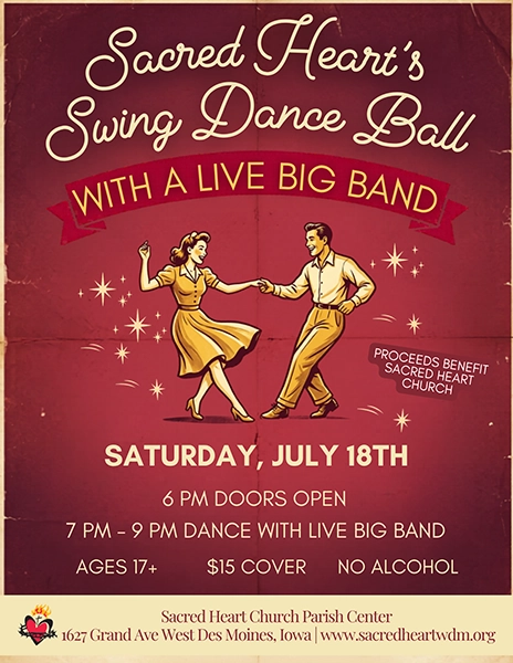 Invitation to a Swing Dance at Sacred Heart Parish in W