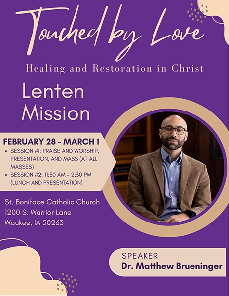 Poster for a parish mission with Dr. Matthew Brueninger
