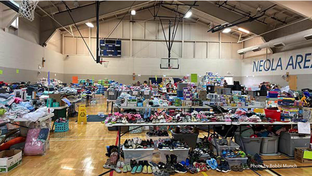 Donations for tornado victims stored in Neola Donations for tornado victims stored in Neola