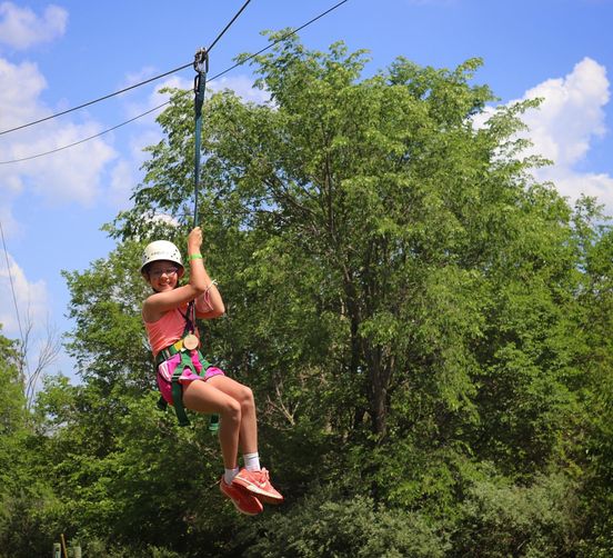 Child on a zip line