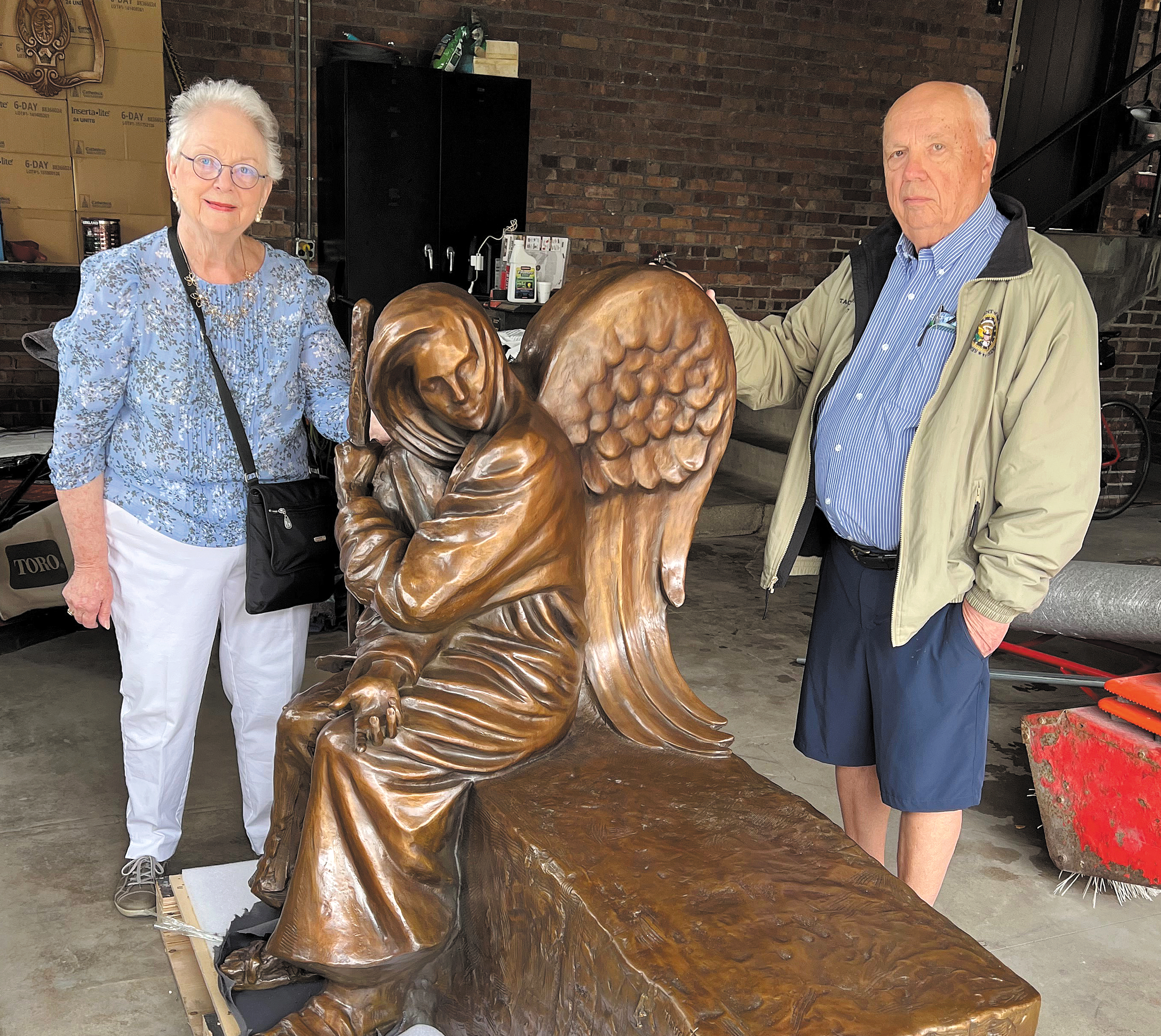 Charllotte and Bob Janeczko bring 'Be Welcoming' sculpt