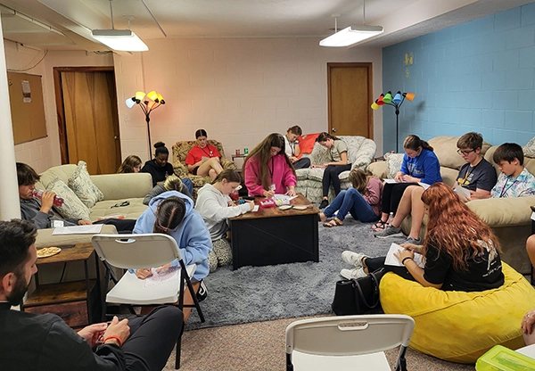 Youth from three parishes in Council Bluffs at a meetin