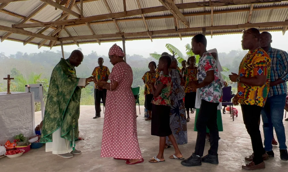 Fr. Owosu celebrating Mass in Kwaso, Ghana