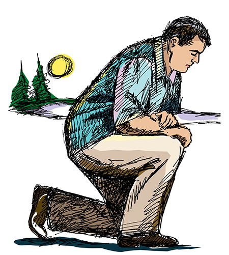 Graphic of a man kneeling