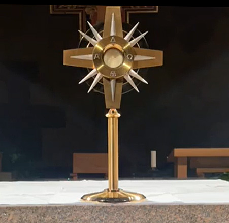 The Eucharist in a monstrance during a Holy Hour