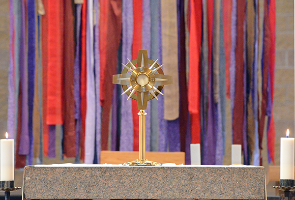Eucharist in a monstrance at Saint Francis Church