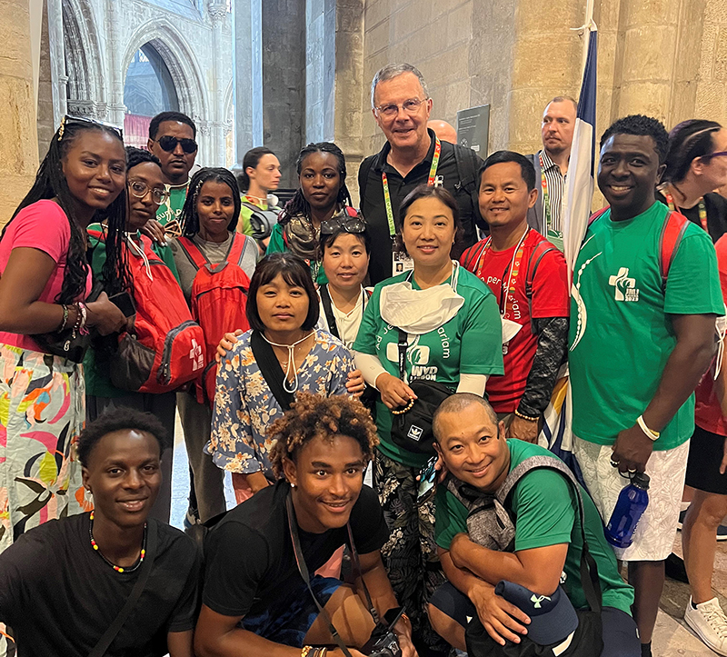 Bishop William Joensen with some of the pilgrims from I